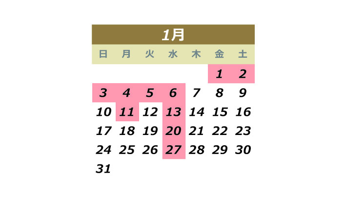 １月の営業日について